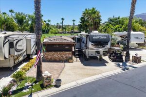 Site 438* This beautiful and custom built site with tiled roof Casita is fully enclosed